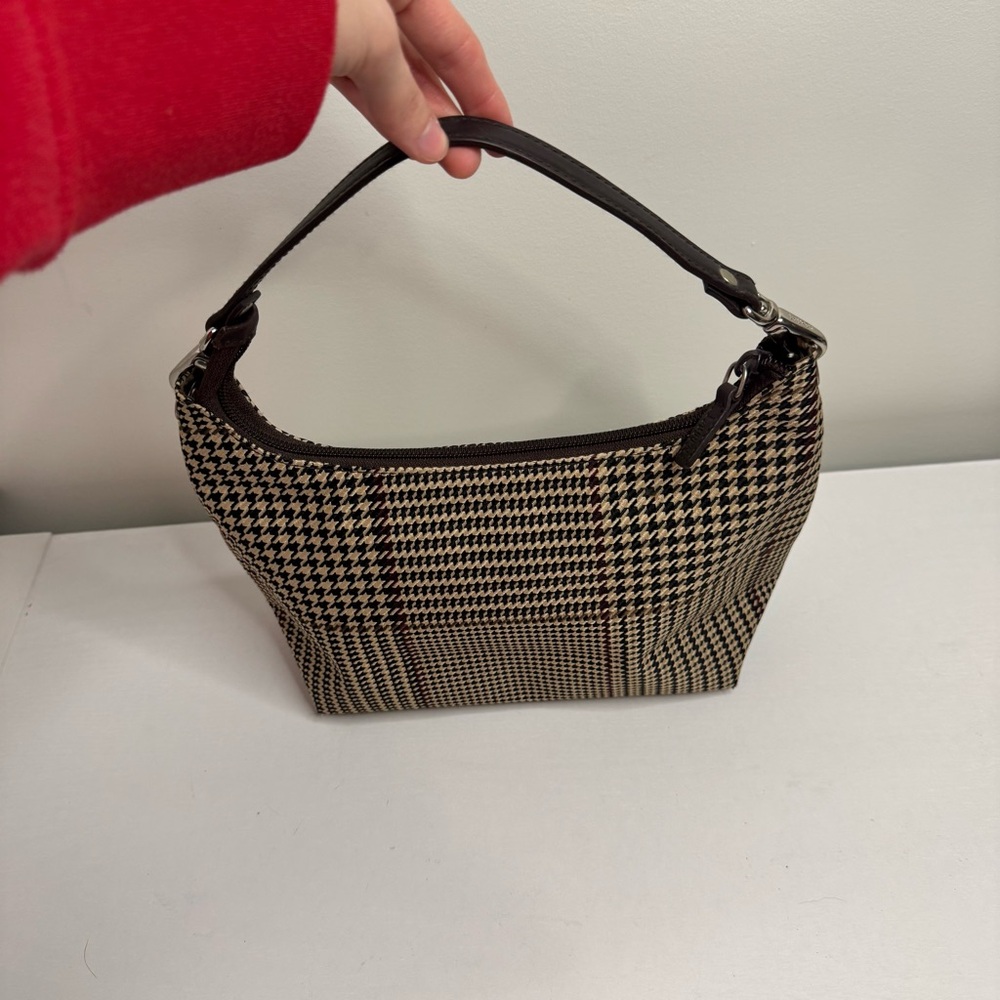 Lauren Ralph Lauren Houndstooth Shoulder Bag Brown Tan‎ - Picture 8 of 14